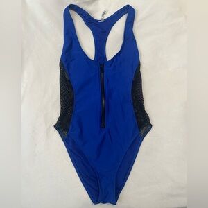 Forever 21 Blue and Black Mesh One Piece